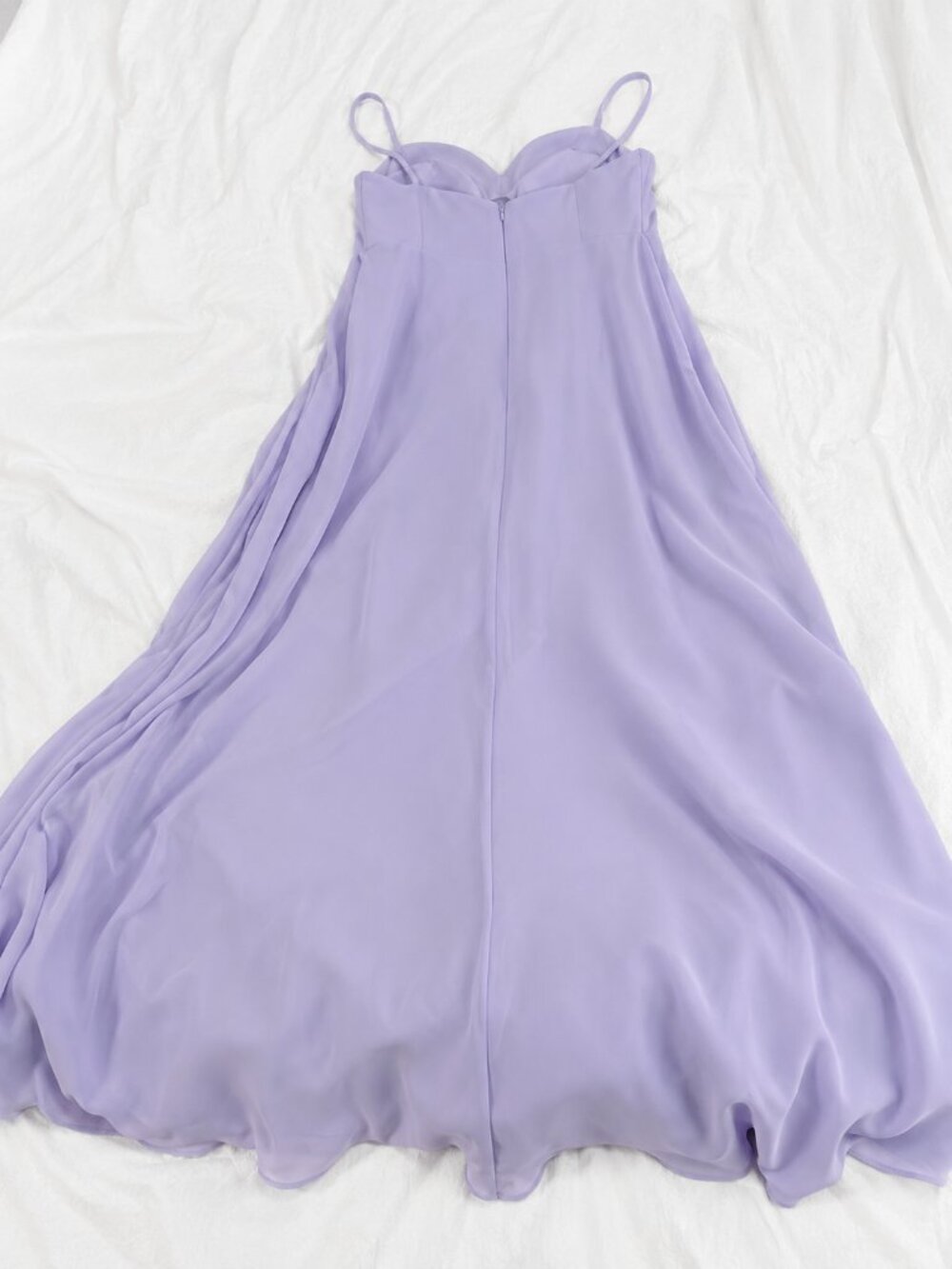 Azazie Sz 6 Lavender Chiffon Bridesmaid Maxi Dress Ruffle Gown - Picture 4 of 9